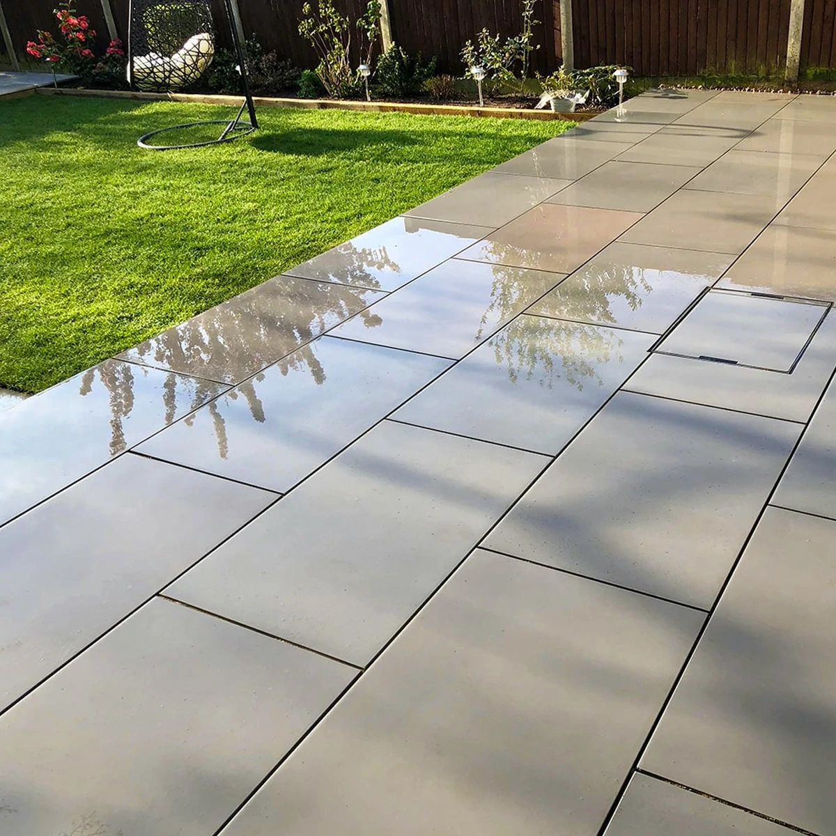 Kandla Grey Indian Sandstone Paving Slabs  - Sawn & Honed - 1200x600 - 20mm